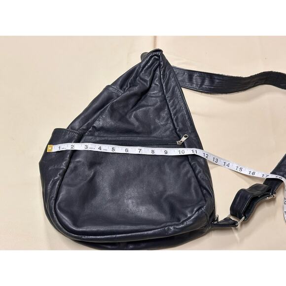 Sylvia Black Leather Vintage Healthy Sling Bag Back Bag Purse Hobo - Picture 7 of 16